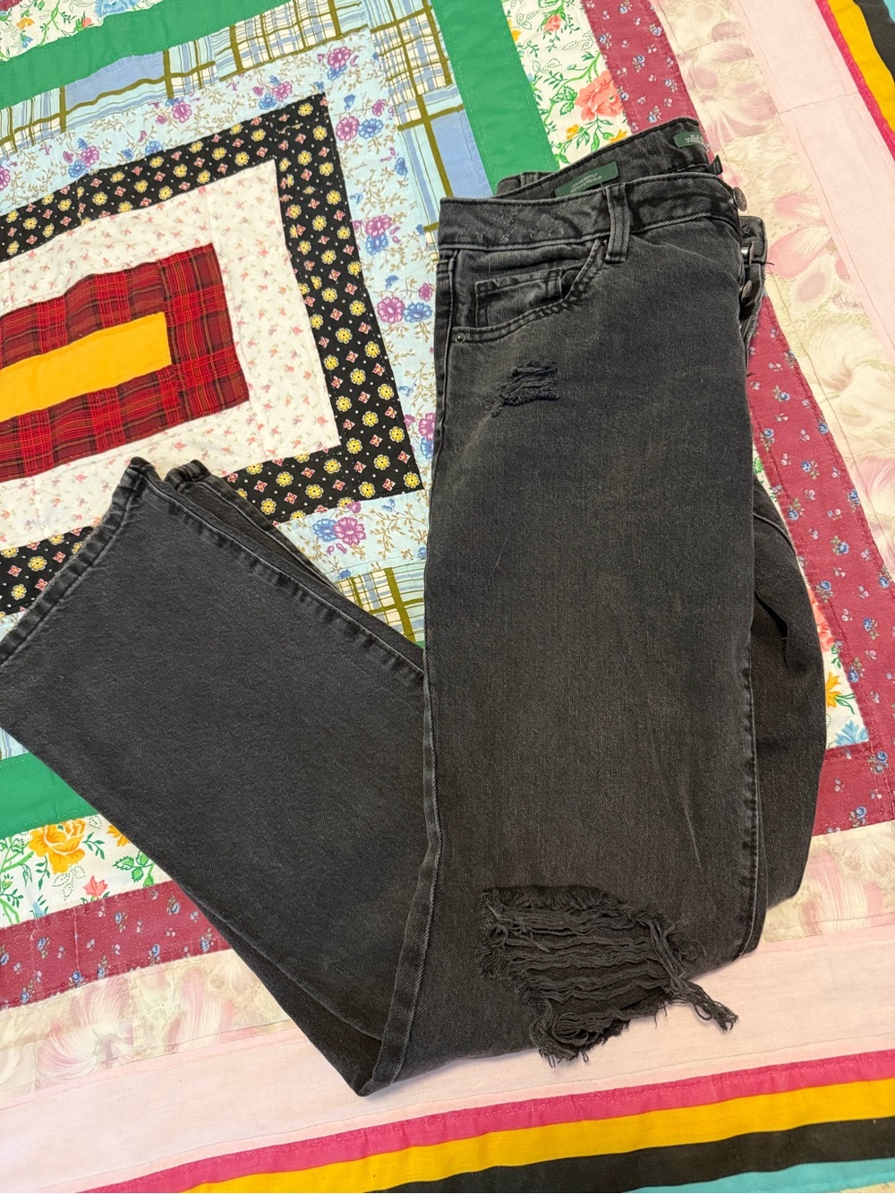 wild fable Black Distressed Straight Leg Jeans